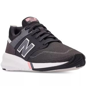 Womens New Balance 009 charcoal gray with pink, 7.5